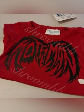 ❤️ NEW Custom Mothman Red Shirt Black Letters - Build a Bear - Emo Goth Metal
